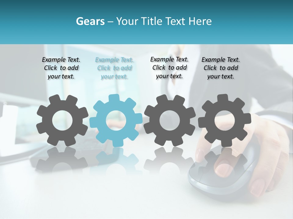 A Woman Using A Computer Mouse And Keyboard PowerPoint Template