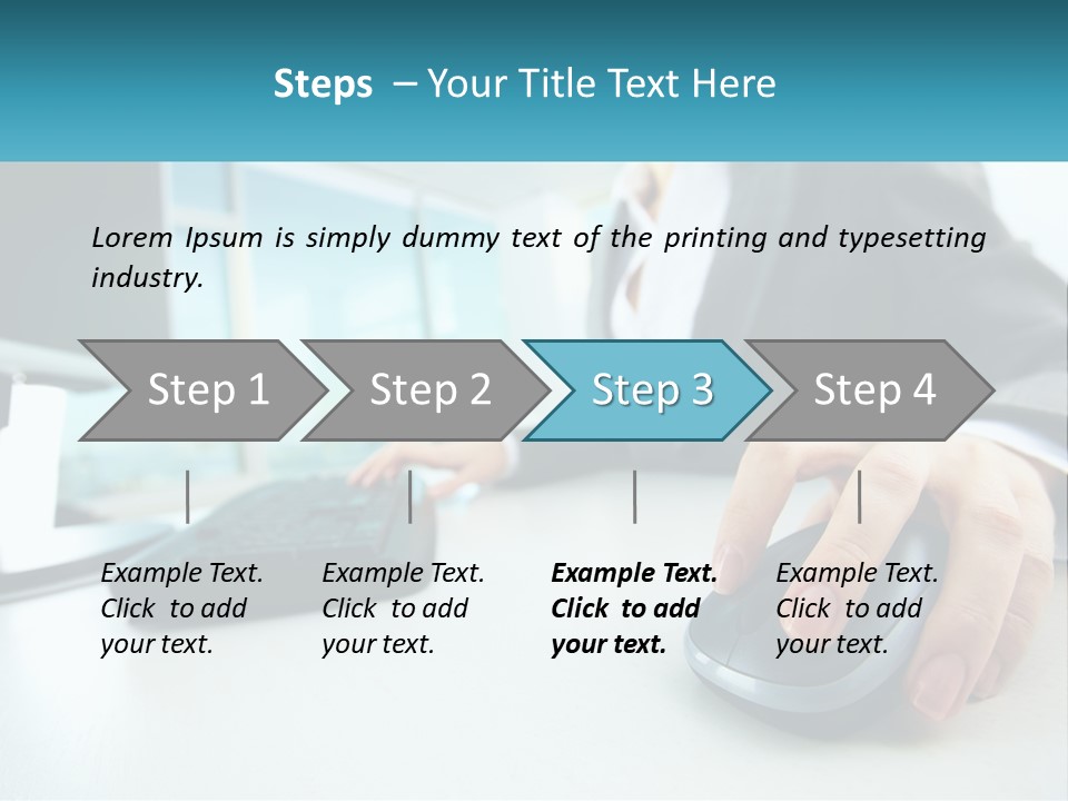A Woman Using A Computer Mouse And Keyboard PowerPoint Template