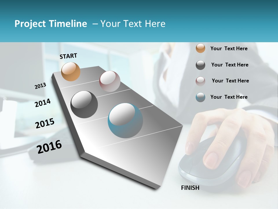 A Woman Using A Computer Mouse And Keyboard PowerPoint Template