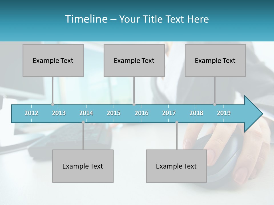 A Woman Using A Computer Mouse And Keyboard PowerPoint Template