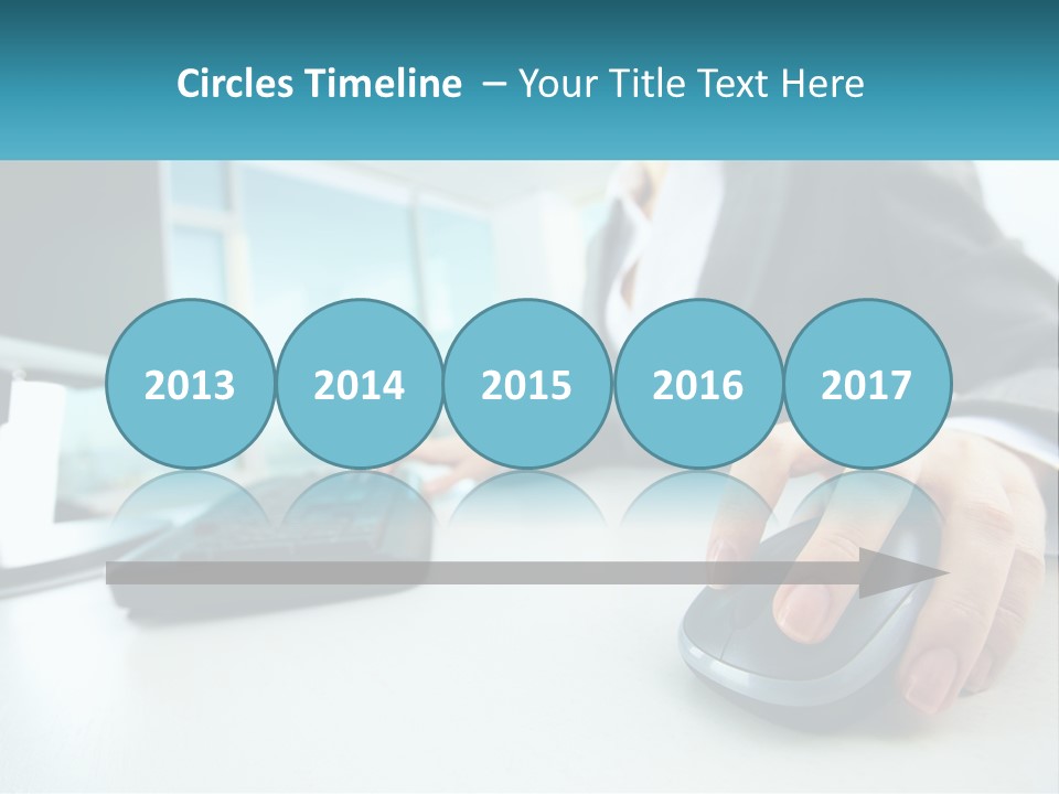 A Woman Using A Computer Mouse And Keyboard PowerPoint Template