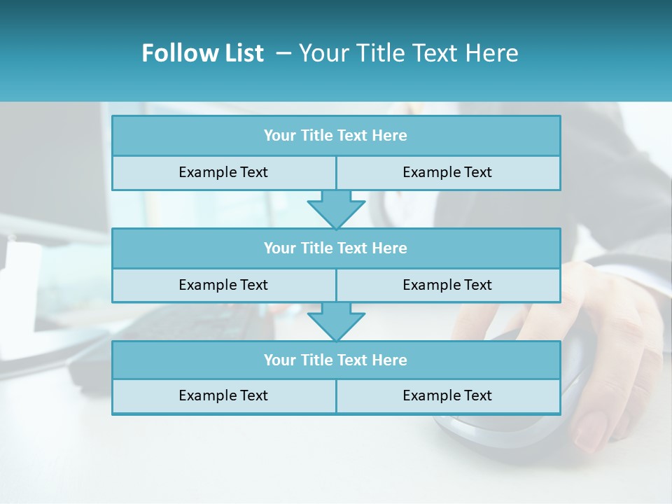 A Woman Using A Computer Mouse And Keyboard PowerPoint Template