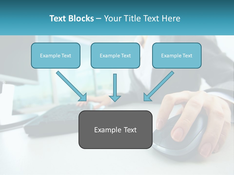 A Woman Using A Computer Mouse And Keyboard PowerPoint Template
