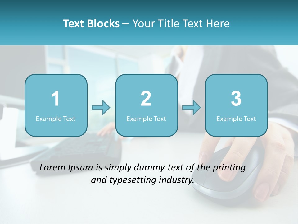 A Woman Using A Computer Mouse And Keyboard PowerPoint Template