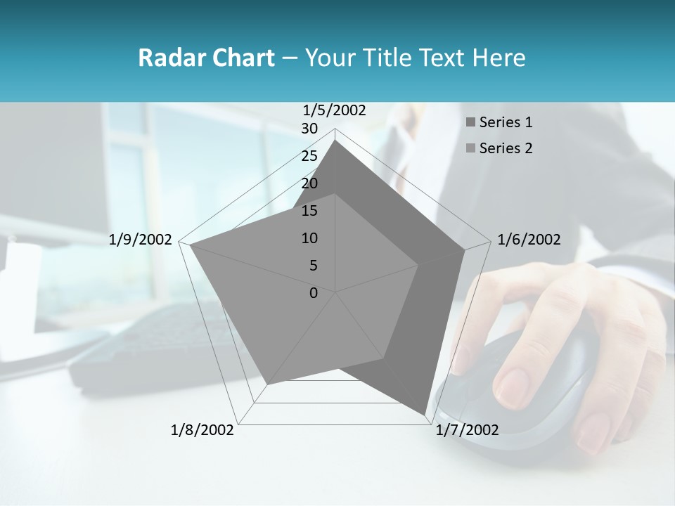 A Woman Using A Computer Mouse And Keyboard PowerPoint Template
