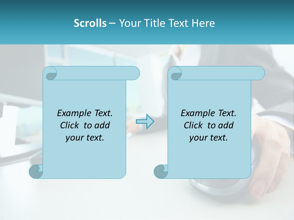 A Woman Using A Computer Mouse And Keyboard PowerPoint Template