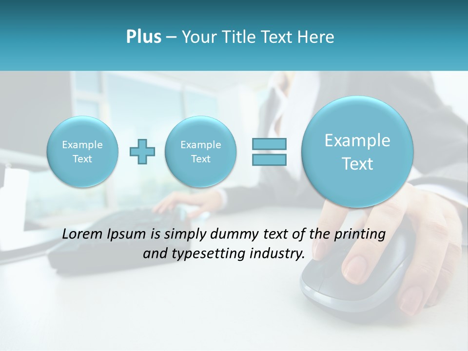 A Woman Using A Computer Mouse And Keyboard PowerPoint Template