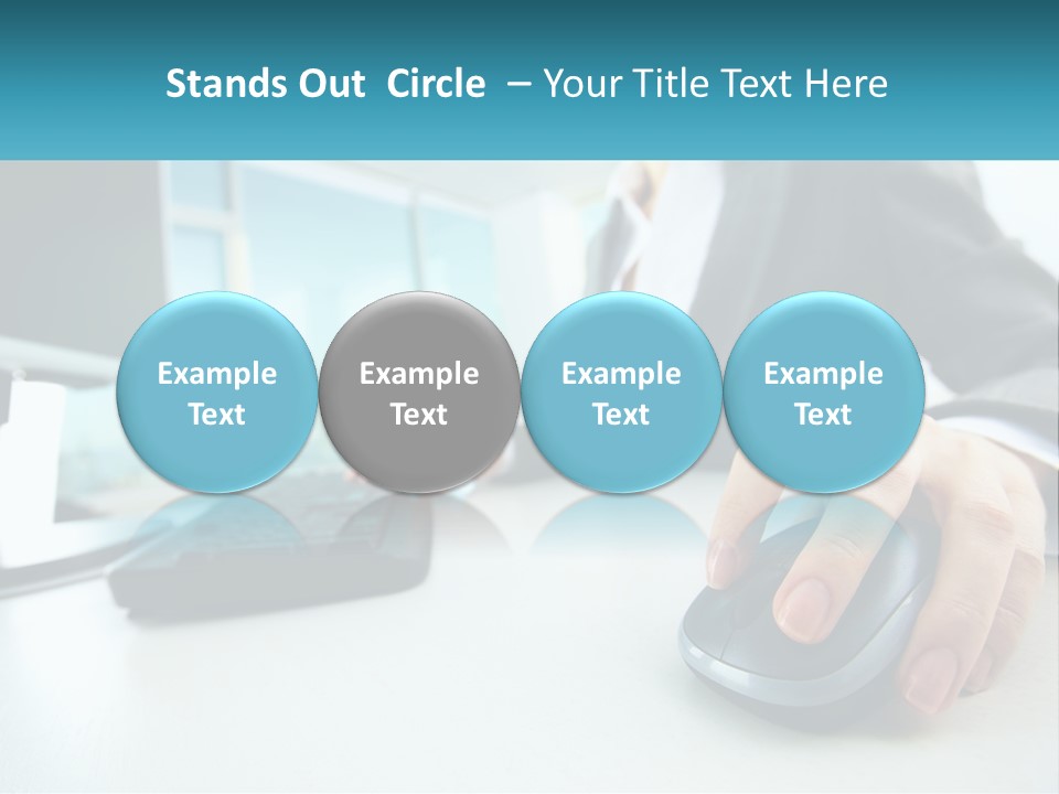 A Woman Using A Computer Mouse And Keyboard PowerPoint Template