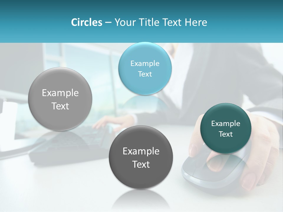 A Woman Using A Computer Mouse And Keyboard PowerPoint Template