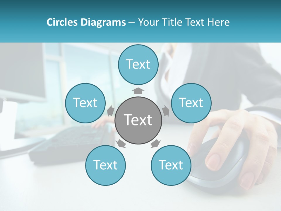 A Woman Using A Computer Mouse And Keyboard PowerPoint Template