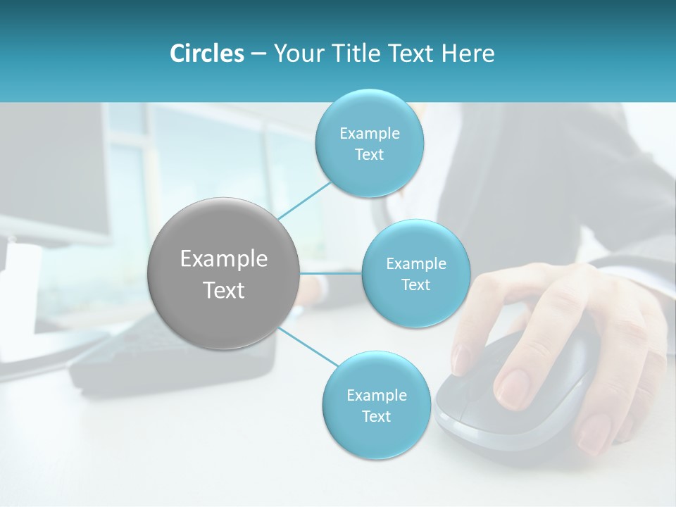 A Woman Using A Computer Mouse And Keyboard PowerPoint Template