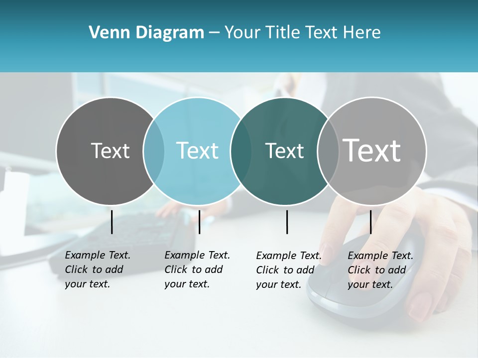 A Woman Using A Computer Mouse And Keyboard PowerPoint Template