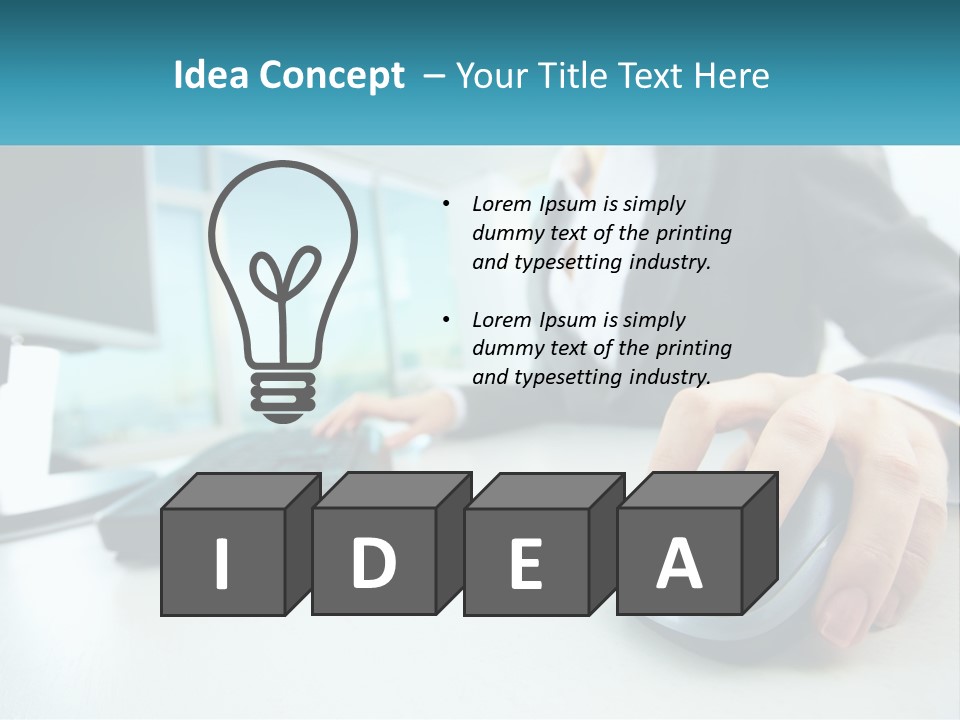 A Woman Using A Computer Mouse And Keyboard PowerPoint Template