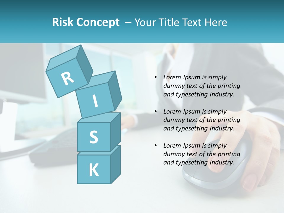 A Woman Using A Computer Mouse And Keyboard PowerPoint Template