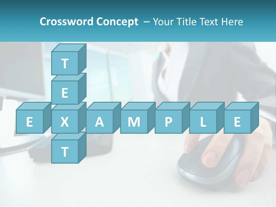 A Woman Using A Computer Mouse And Keyboard PowerPoint Template