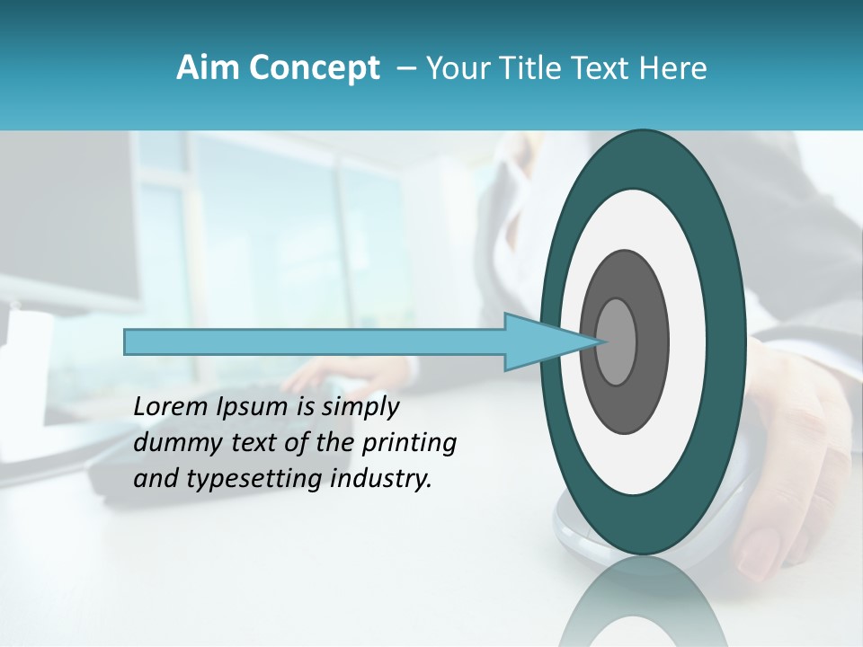 A Woman Using A Computer Mouse And Keyboard PowerPoint Template