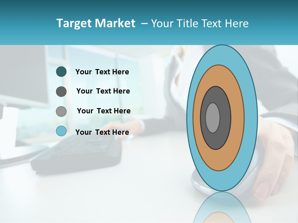 A Woman Using A Computer Mouse And Keyboard PowerPoint Template