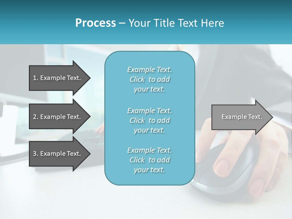 A Woman Using A Computer Mouse And Keyboard PowerPoint Template