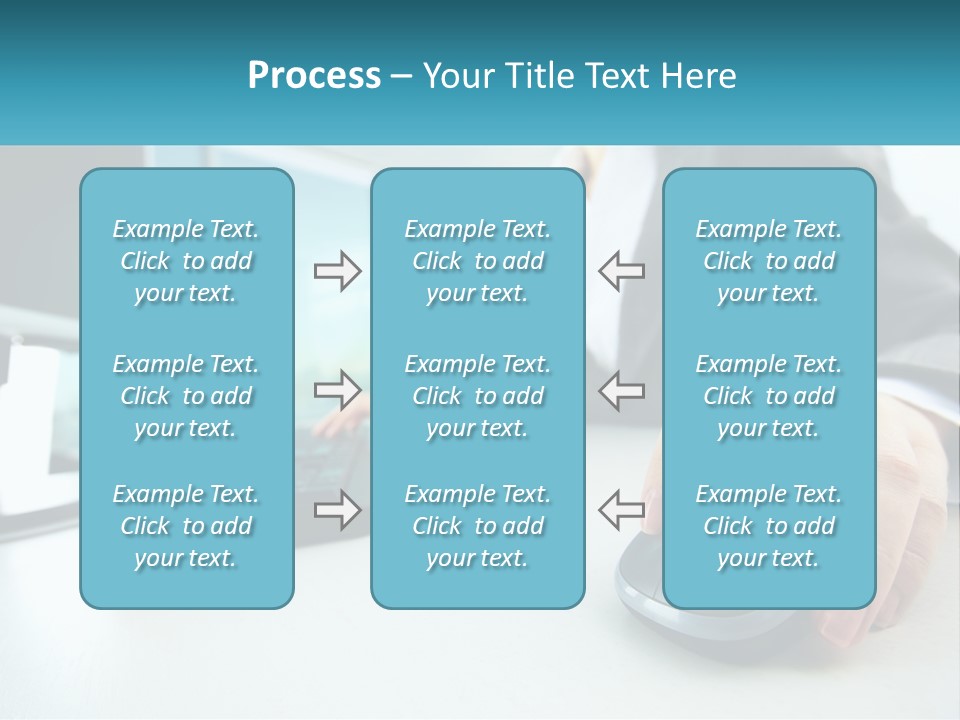A Woman Using A Computer Mouse And Keyboard PowerPoint Template