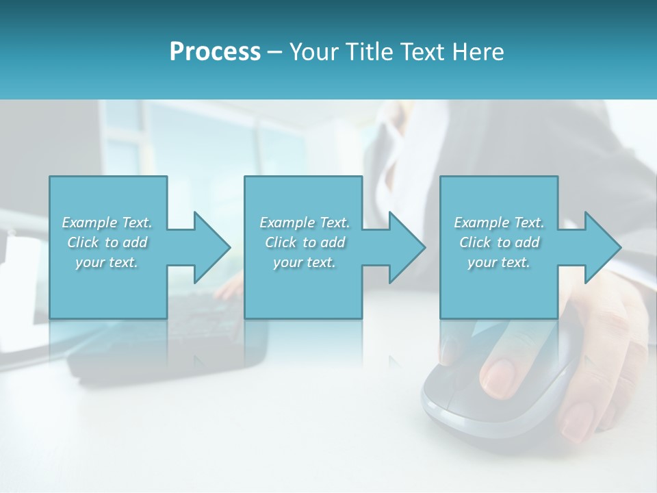 A Woman Using A Computer Mouse And Keyboard PowerPoint Template