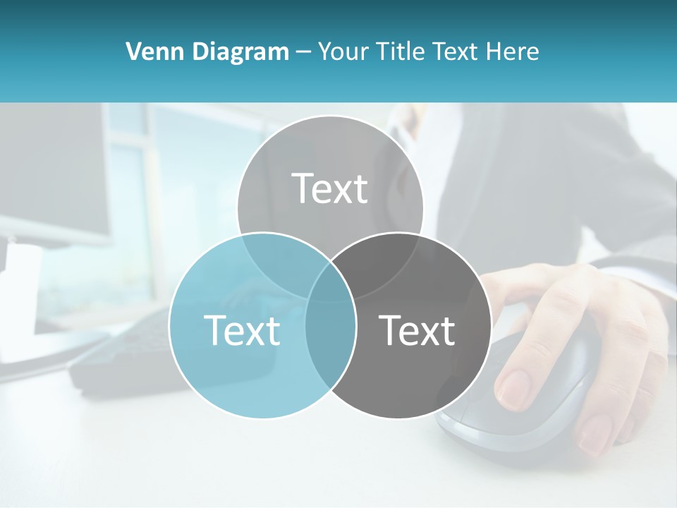 A Woman Using A Computer Mouse And Keyboard PowerPoint Template