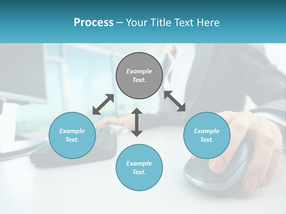 A Woman Using A Computer Mouse And Keyboard PowerPoint Template