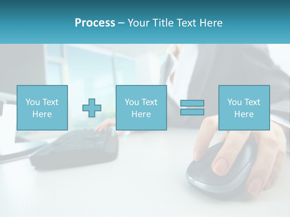 A Woman Using A Computer Mouse And Keyboard PowerPoint Template