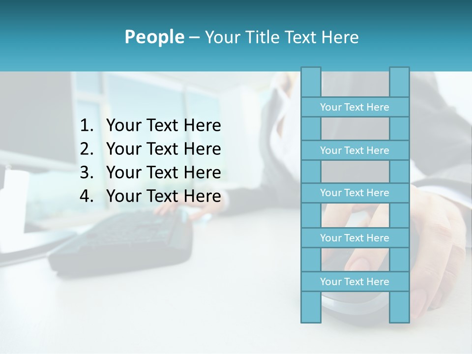 A Woman Using A Computer Mouse And Keyboard PowerPoint Template