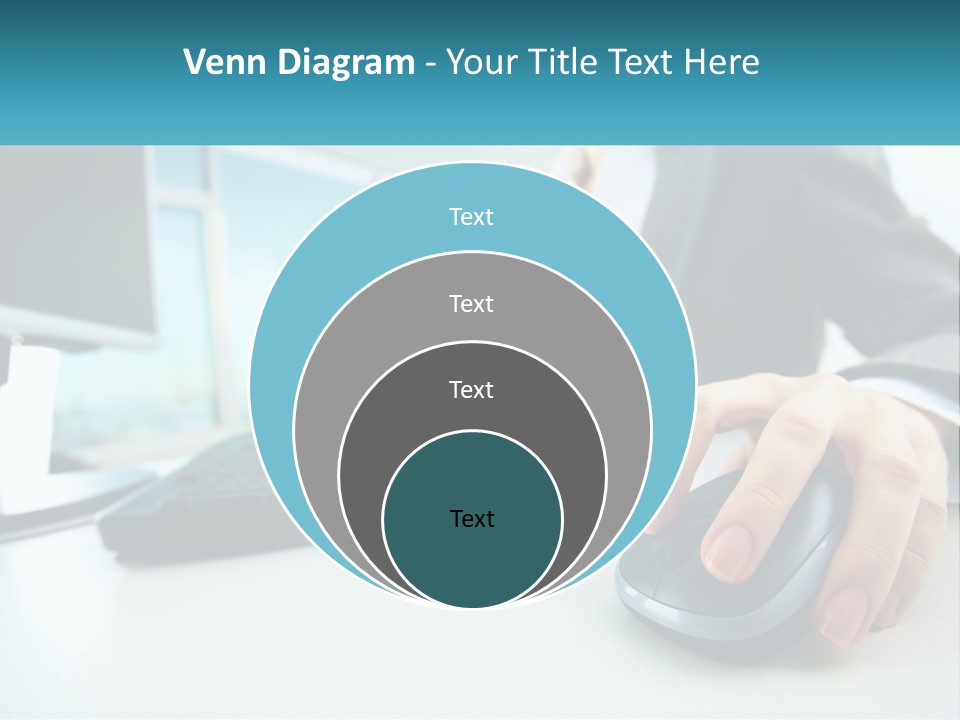A Woman Using A Computer Mouse And Keyboard PowerPoint Template