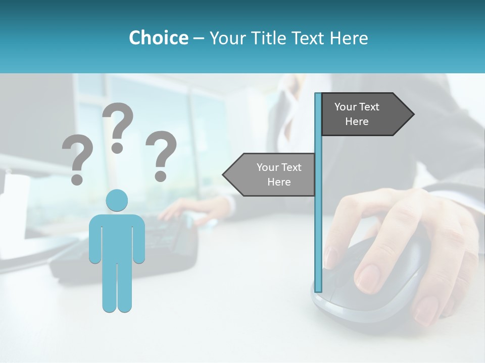 A Woman Using A Computer Mouse And Keyboard PowerPoint Template