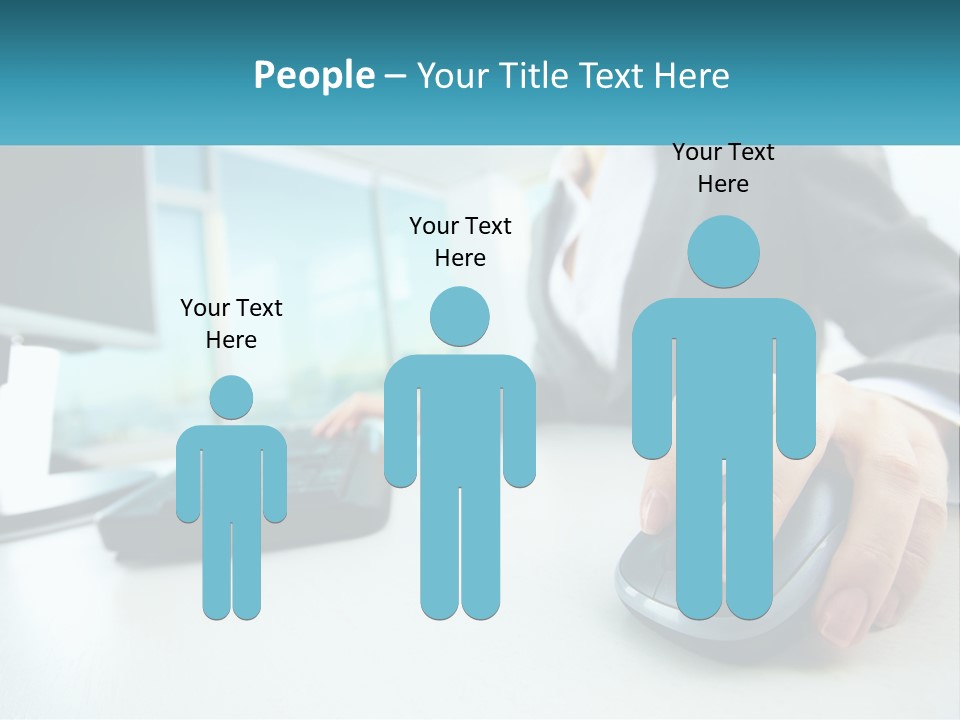 A Woman Using A Computer Mouse And Keyboard PowerPoint Template