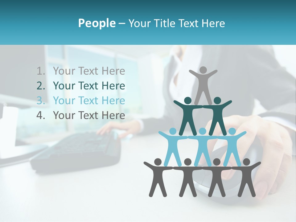 A Woman Using A Computer Mouse And Keyboard PowerPoint Template