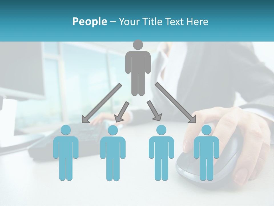 A Woman Using A Computer Mouse And Keyboard PowerPoint Template