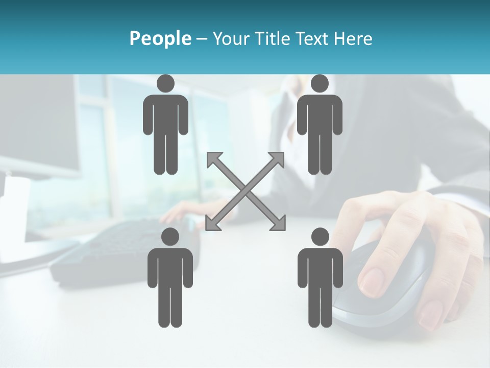 A Woman Using A Computer Mouse And Keyboard PowerPoint Template