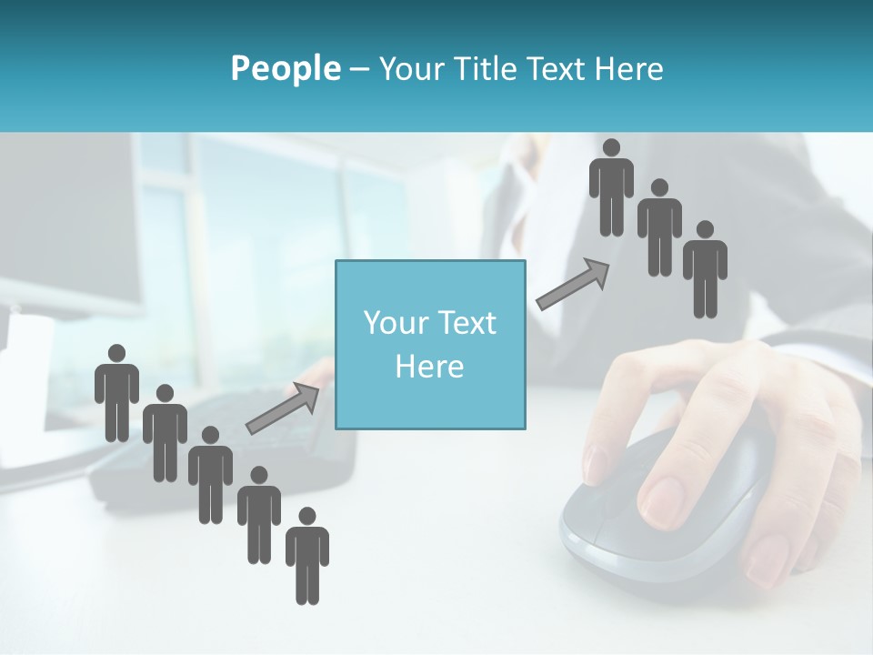 A Woman Using A Computer Mouse And Keyboard PowerPoint Template