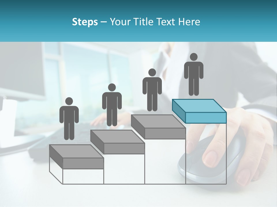 A Woman Using A Computer Mouse And Keyboard PowerPoint Template