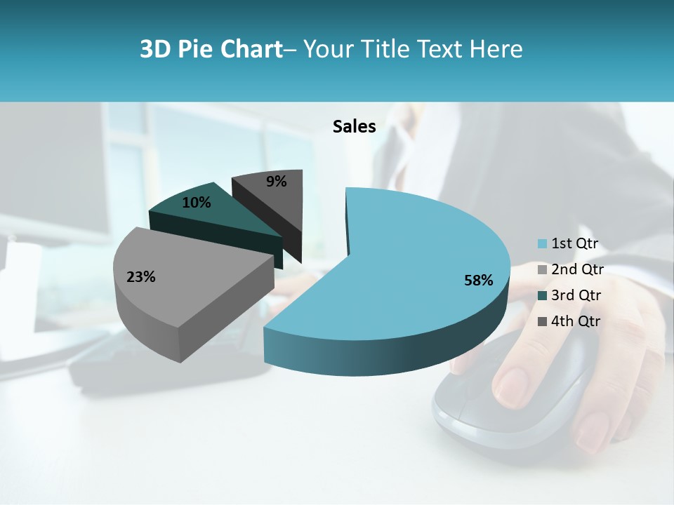 A Woman Using A Computer Mouse And Keyboard PowerPoint Template