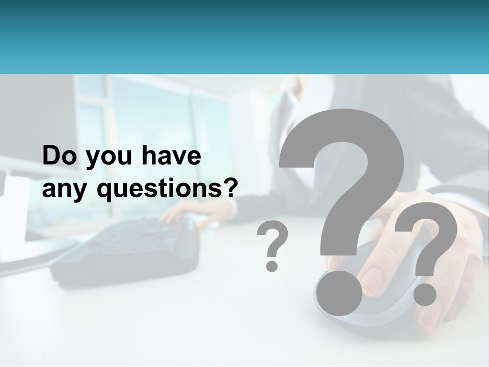 A Woman Using A Computer Mouse And Keyboard PowerPoint Template