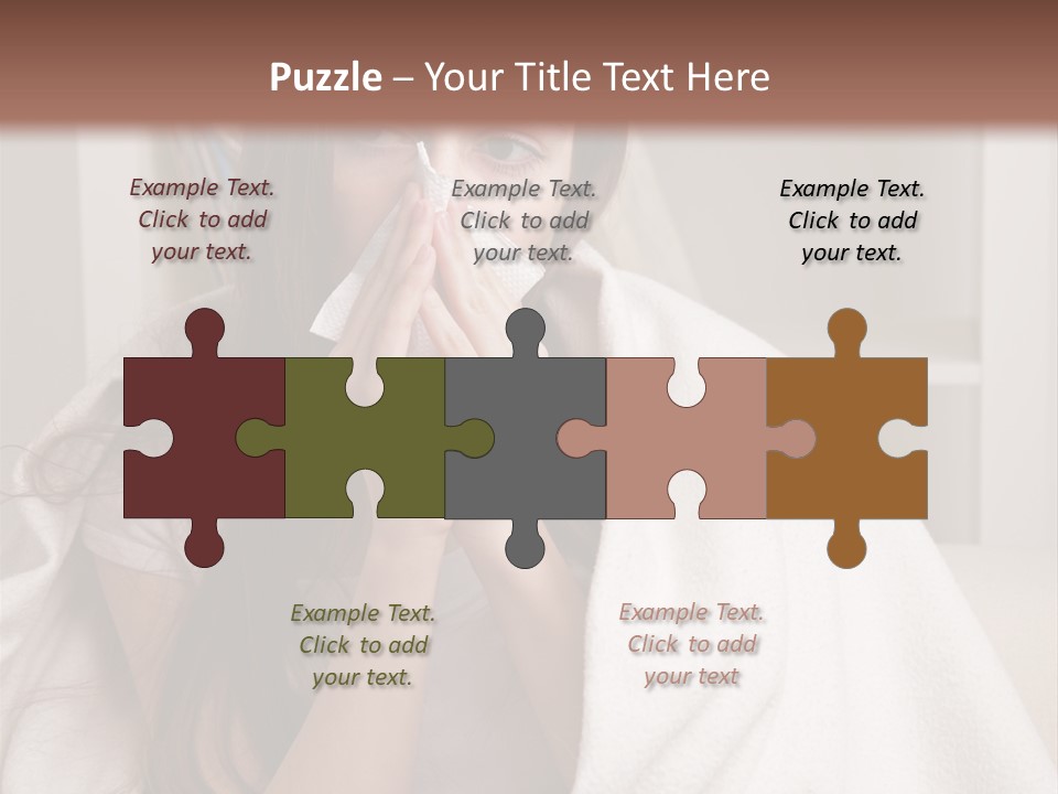 A Woman Wrapped In A Blanket Is Sitting On A Couch PowerPoint Template