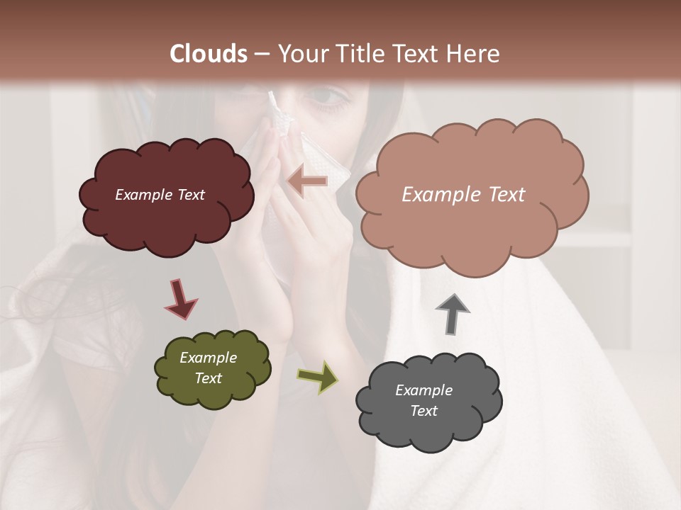 A Woman Wrapped In A Blanket Is Sitting On A Couch PowerPoint Template