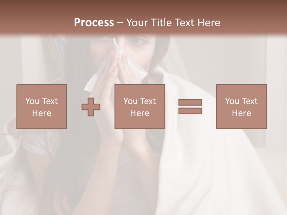 A Woman Wrapped In A Blanket Is Sitting On A Couch PowerPoint Template