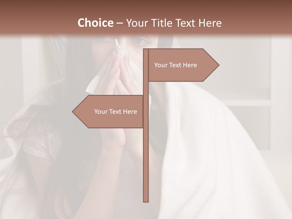 A Woman Wrapped In A Blanket Is Sitting On A Couch PowerPoint Template