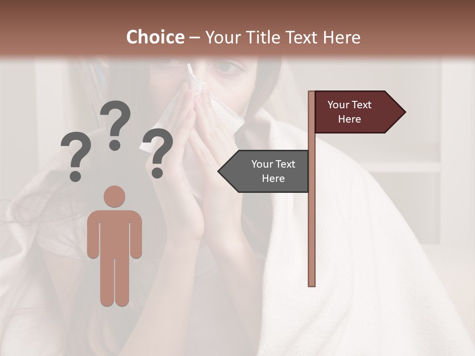 A Woman Wrapped In A Blanket Is Sitting On A Couch PowerPoint Template