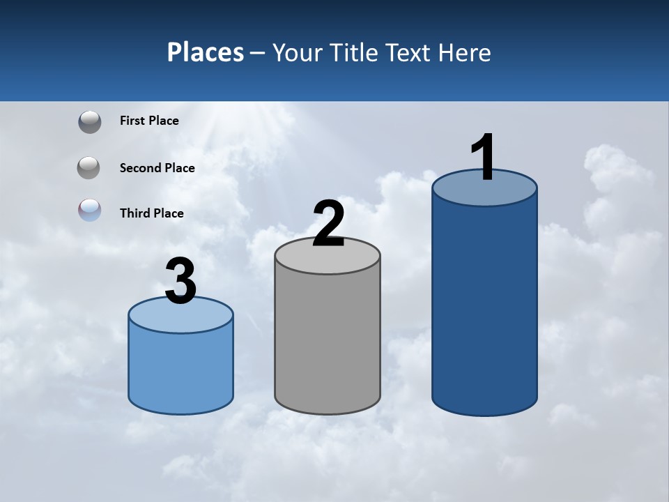 A Blue Sky With White Clouds And Sun Rays PowerPoint Template