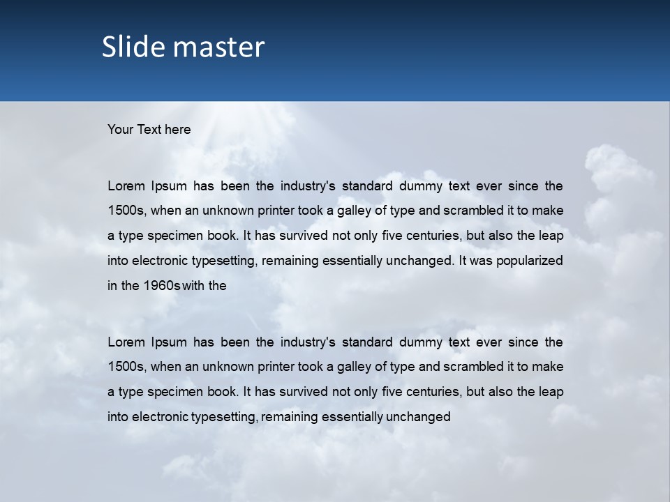 A Blue Sky With White Clouds And Sun Rays PowerPoint Template