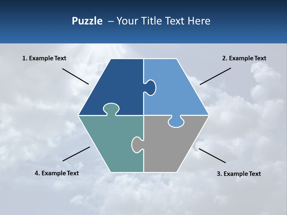 A Blue Sky With White Clouds And Sun Rays PowerPoint Template