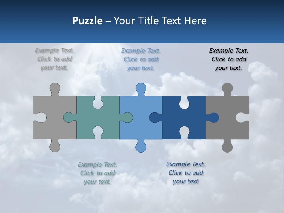 A Blue Sky With White Clouds And Sun Rays PowerPoint Template