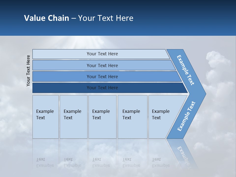 A Blue Sky With White Clouds And Sun Rays PowerPoint Template