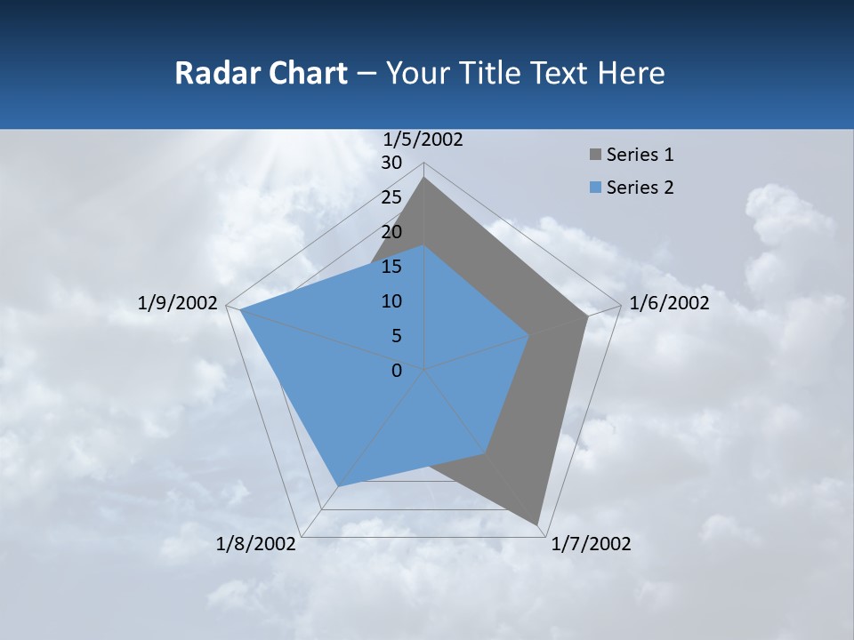 A Blue Sky With White Clouds And Sun Rays PowerPoint Template