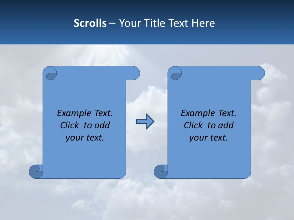 A Blue Sky With White Clouds And Sun Rays PowerPoint Template
